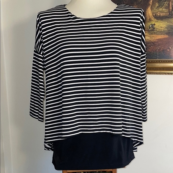 Chico's Tops - Chico’s Size 1/Medium Layered‎ Black and White Shirt.  3/4 Sleeve.